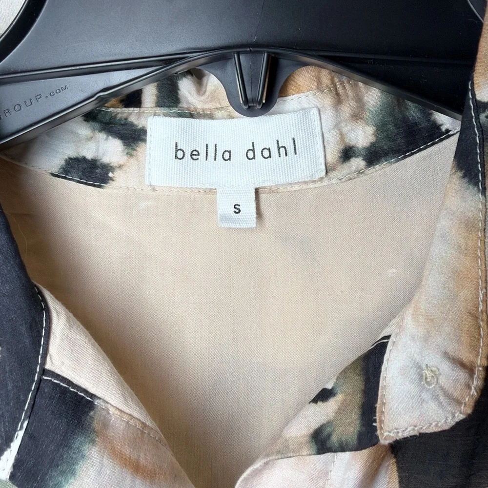 Bella Dahl Button Down Drop Shoulder Shirt Dress Harvest Floral Black Tan S - Picture 5 of 7